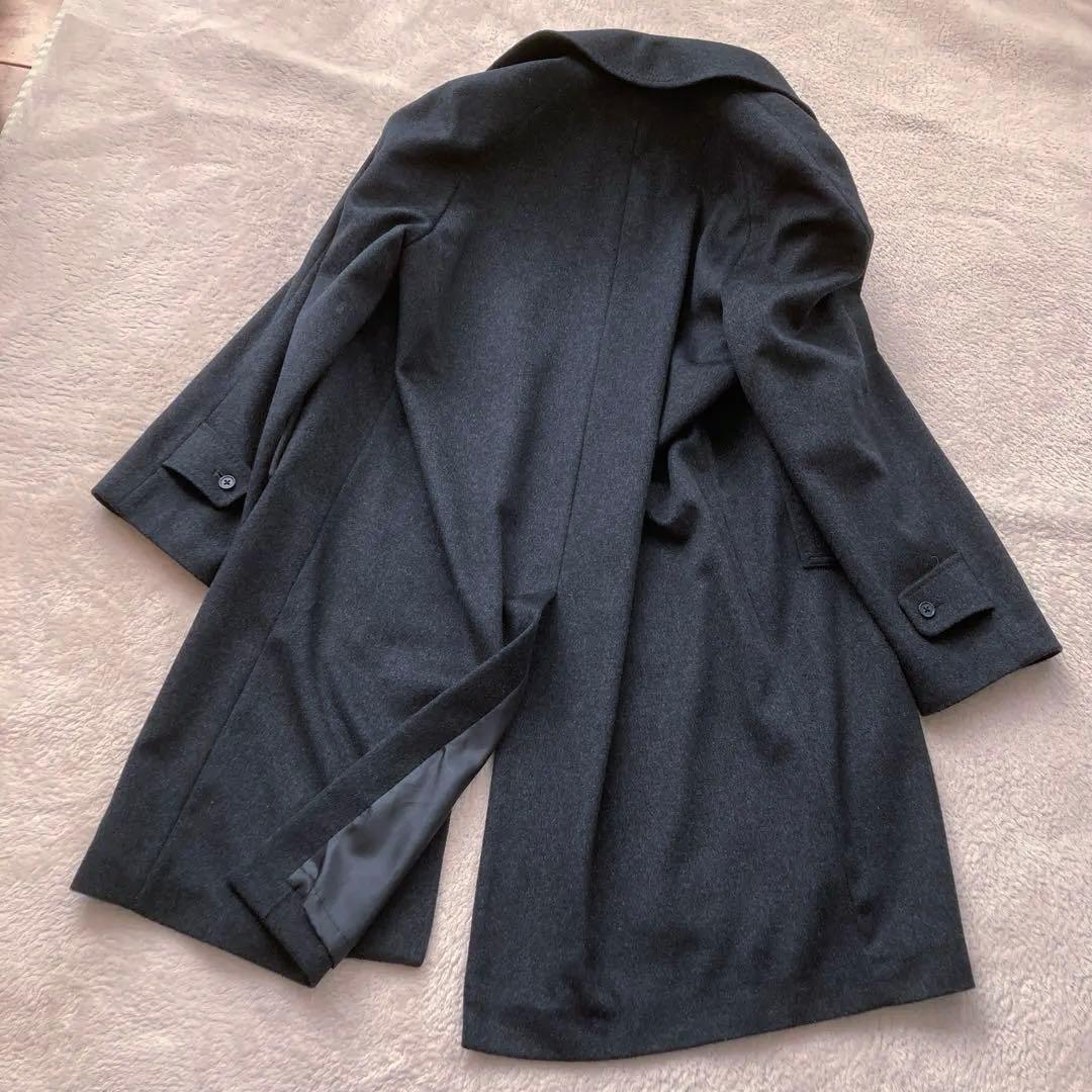 上質 美品 OX RAM カシミヤ100 コート ステンカラー 比翼 ビジネス