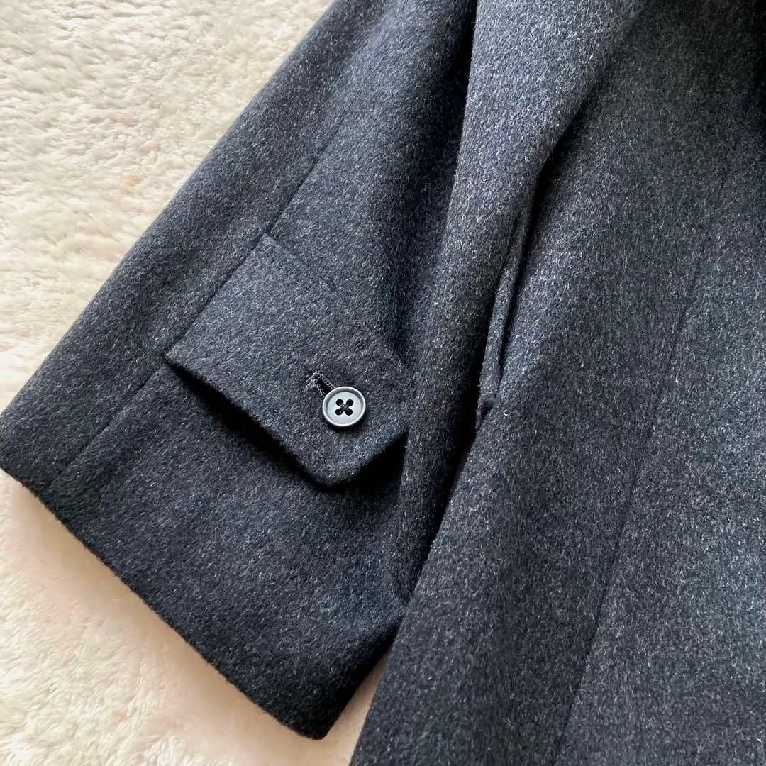 上質 美品 OX RAM カシミヤ100 コート ステンカラー 比翼 ビジネス