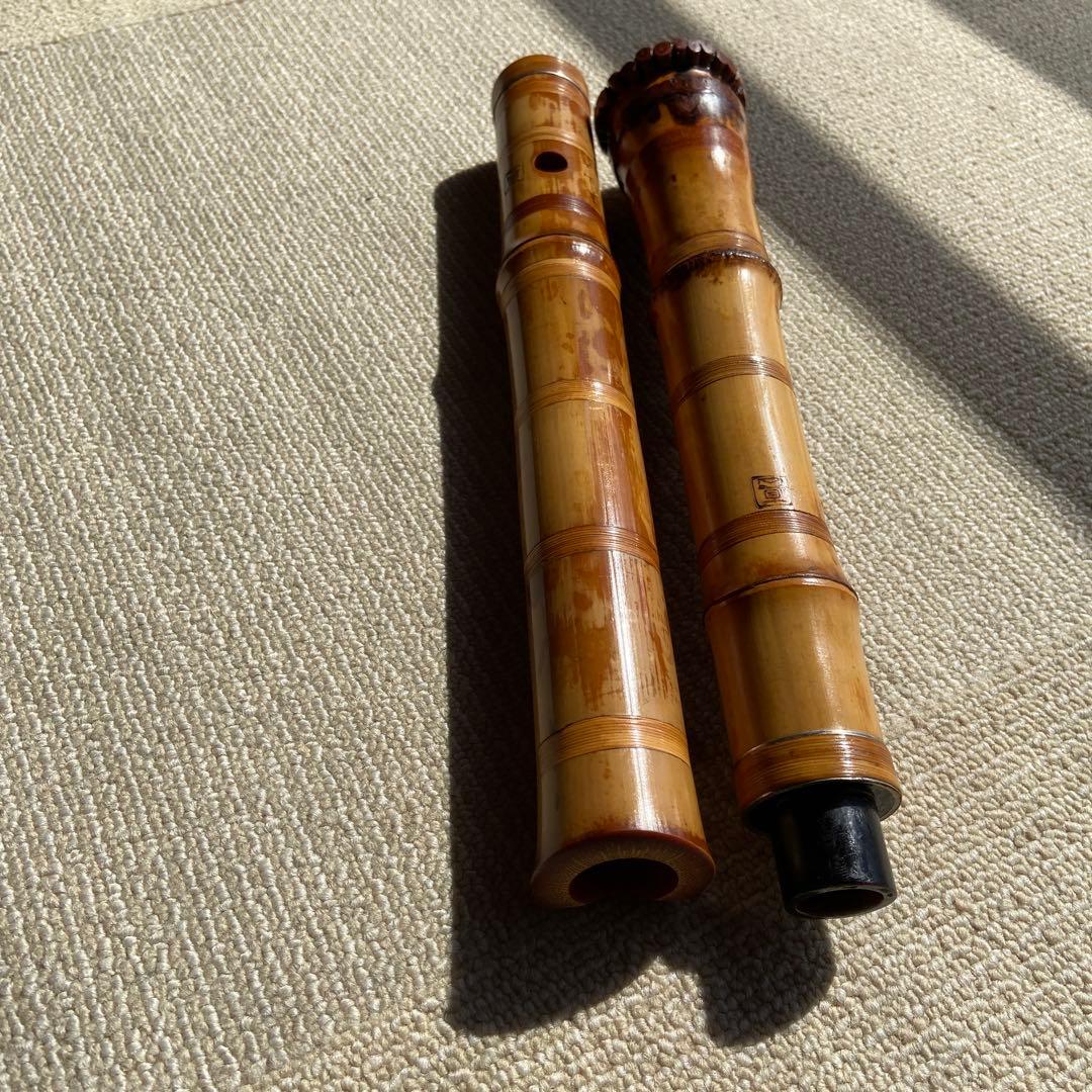 大幅値下げ193 尺八　一尺八寸管　眞山銘三印　名管　七孔尺八