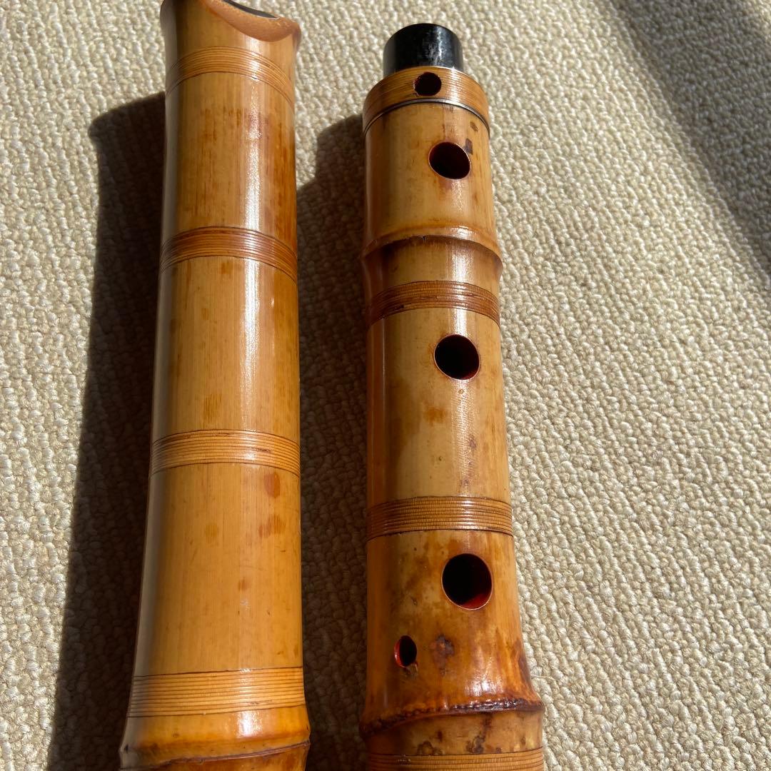 大幅値下げ193 尺八　一尺八寸管　眞山銘三印　名管　七孔尺八