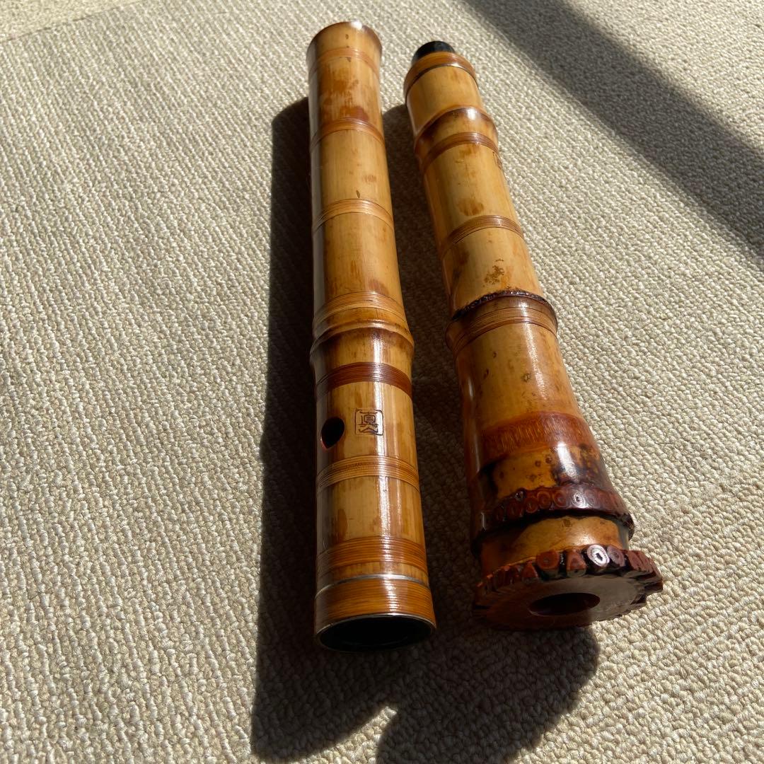大幅値下げ193 尺八　一尺八寸管　眞山銘三印　名管　七孔尺八