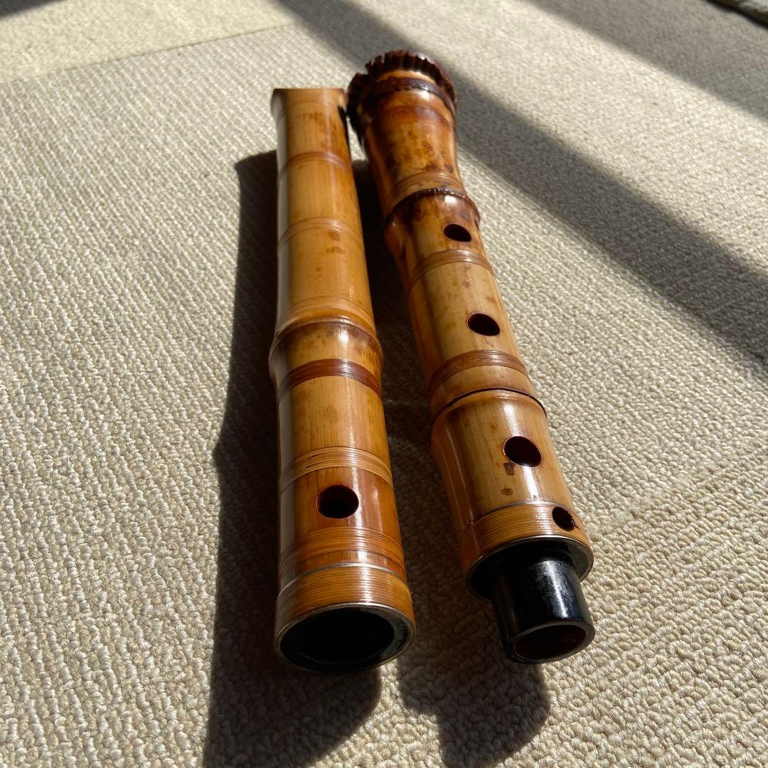 大幅値下げ193 尺八　一尺八寸管　眞山銘三印　名管　七孔尺八