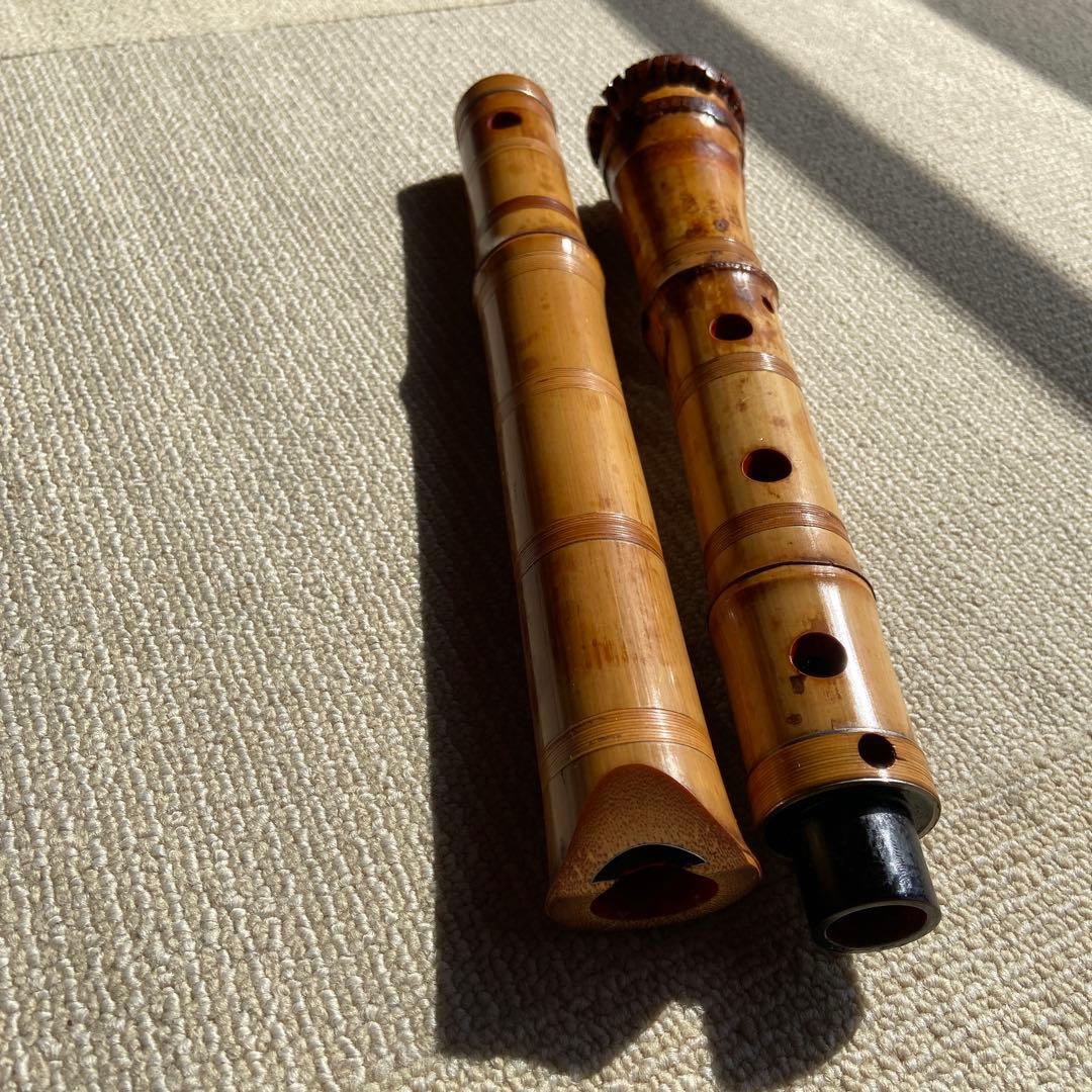 大幅値下げ193 尺八　一尺八寸管　眞山銘三印　名管　七孔尺八