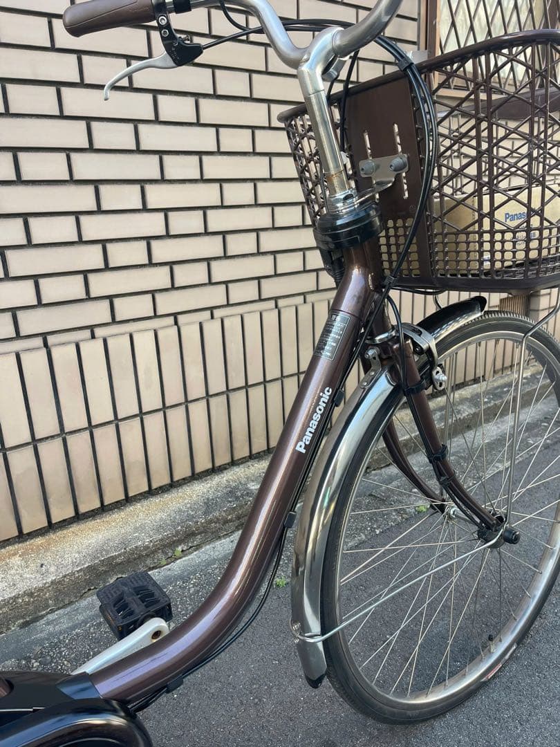 16Ah パナソニック電動アシスト自転車 ブラウン 前カゴ付き