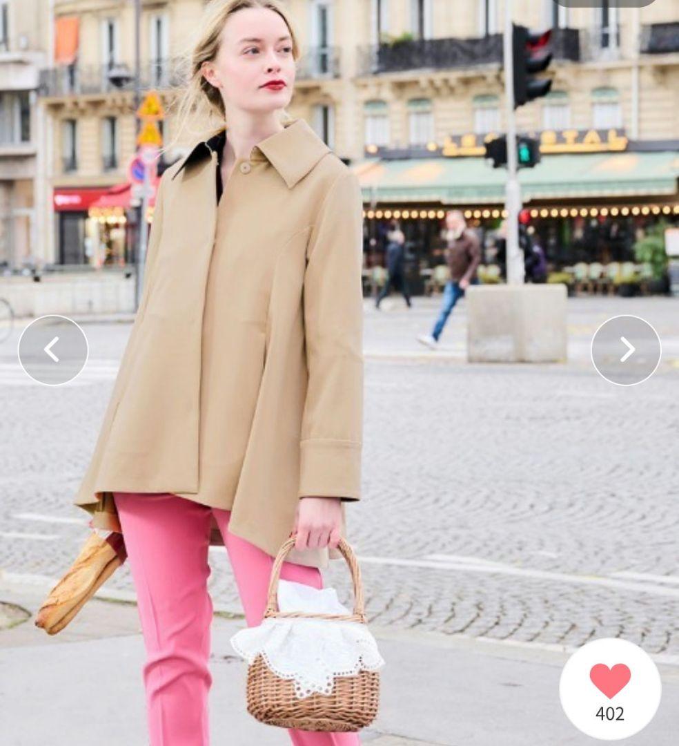 定価22990円 JENNE 配色裏衿フレアコート フレアコート ベージュ M