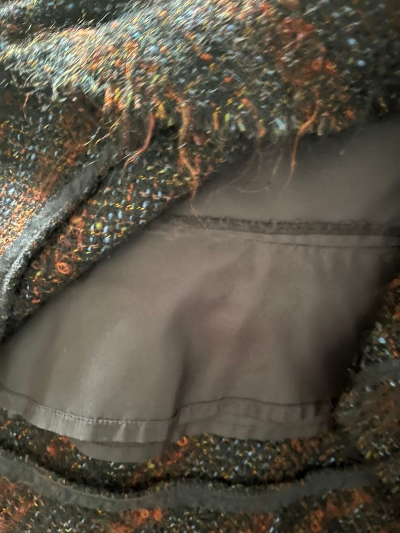 ジュンヤワタナベ　コムデギャルソン　黒×茶×青　ツイード　フレアスカート