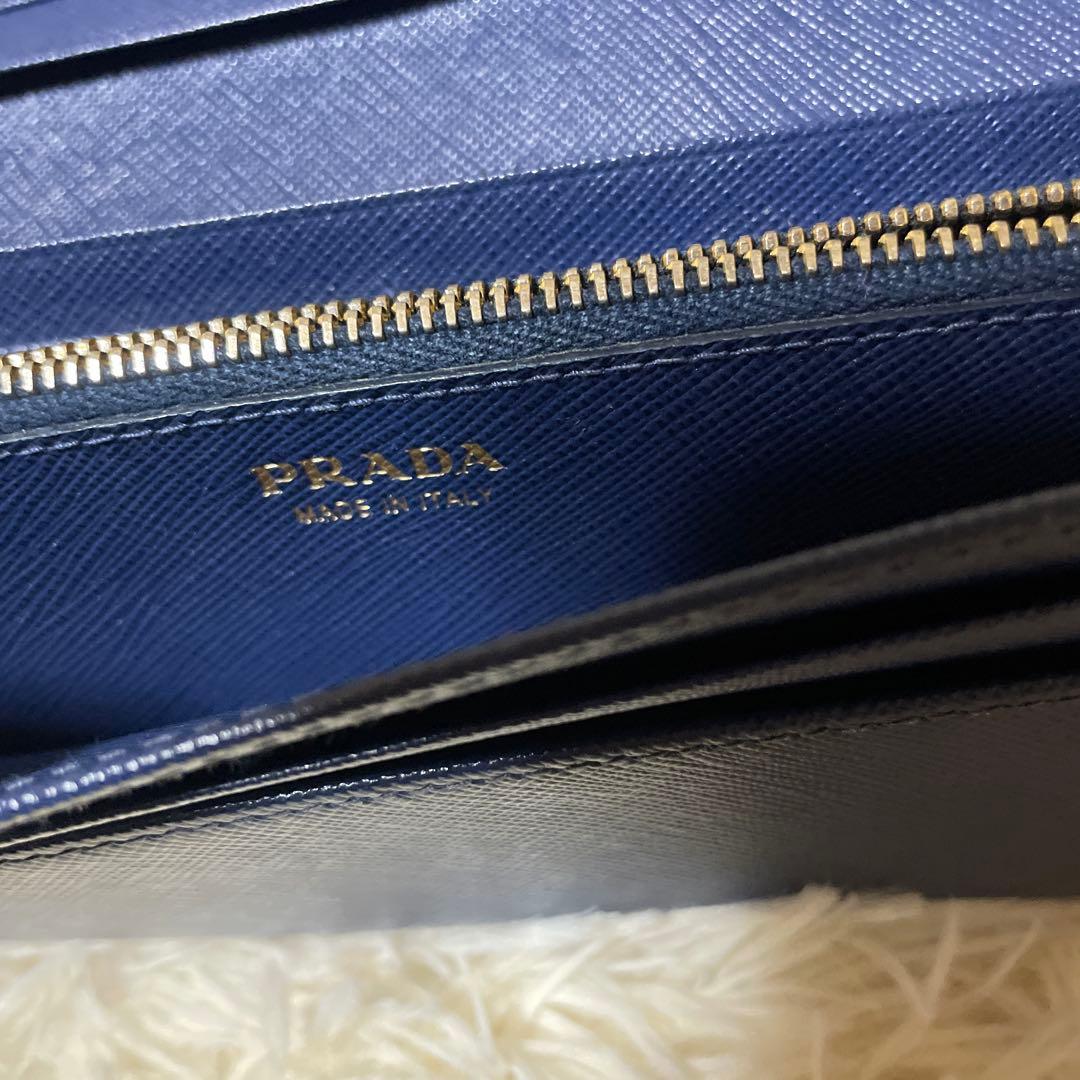 PRADA プラダ サフィアーノ 長財布 二つ折り 青 リボン 人気 フラップ