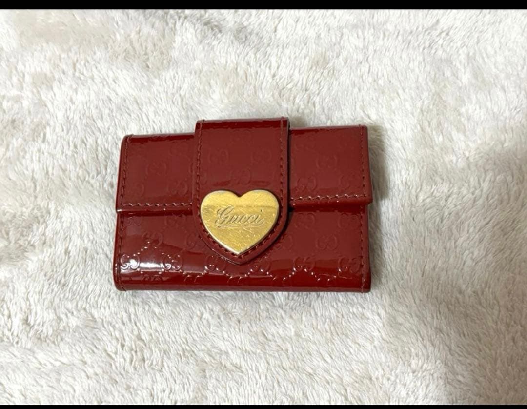 GUCCI グッチ　赤 6連エナメルキーケース ハート金具(ショップカード付き)