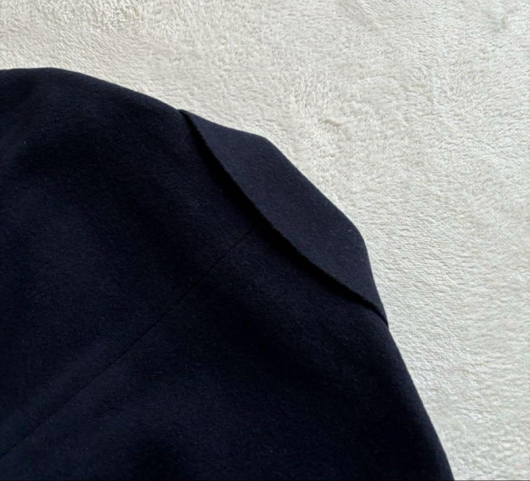 カシミヤ混　ユニバーサルランゲージ チェスターコート ウール ネイビー L