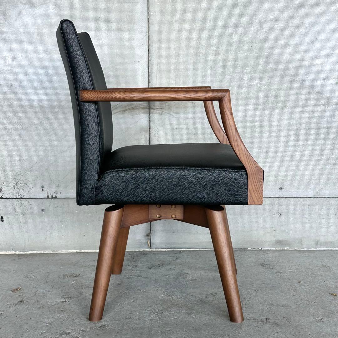 シギヤマ家具 SK ARCHE MBR 04 チェア｜天然木×ブラックレザー調｜
