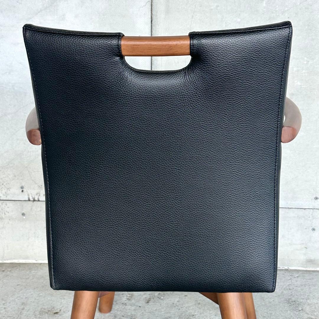 シギヤマ家具 SK ARCHE MBR 04 チェア｜天然木×ブラックレザー調｜