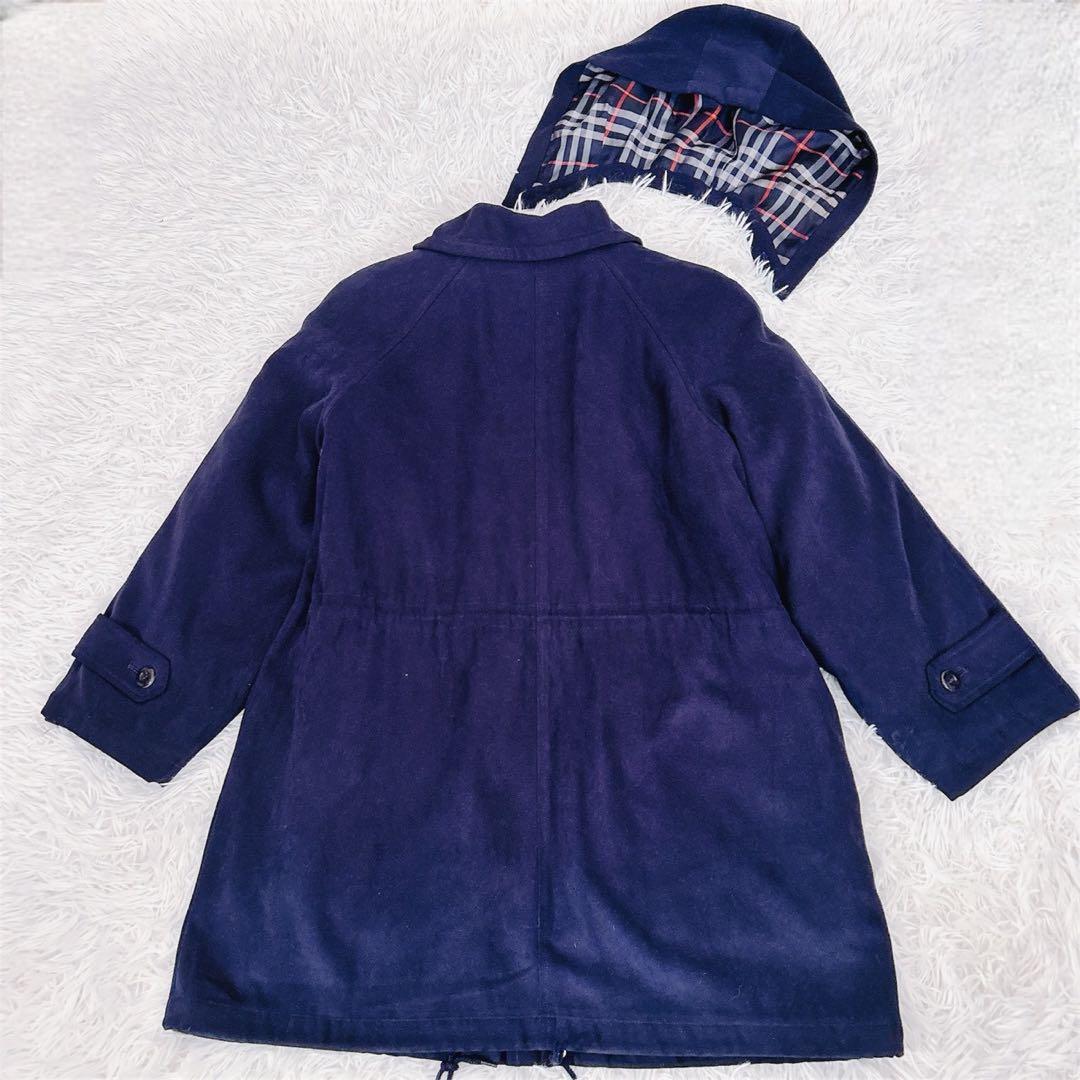 3way バーバリーズ　中綿ライナー　フード取り外し　モッズ　紺ノバチェック　M