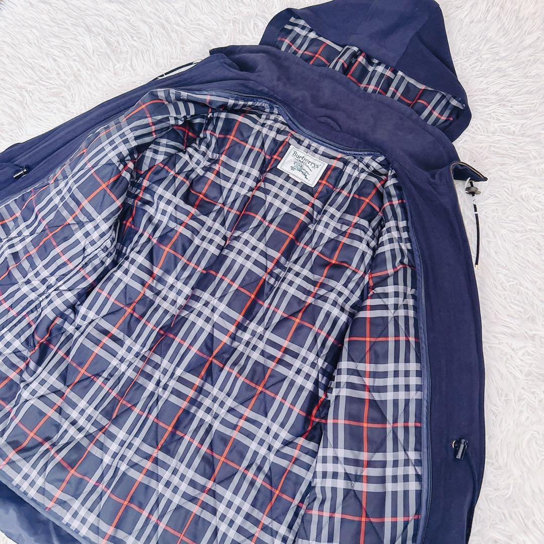 3way バーバリーズ　中綿ライナー　フード取り外し　モッズ　紺ノバチェック　M
