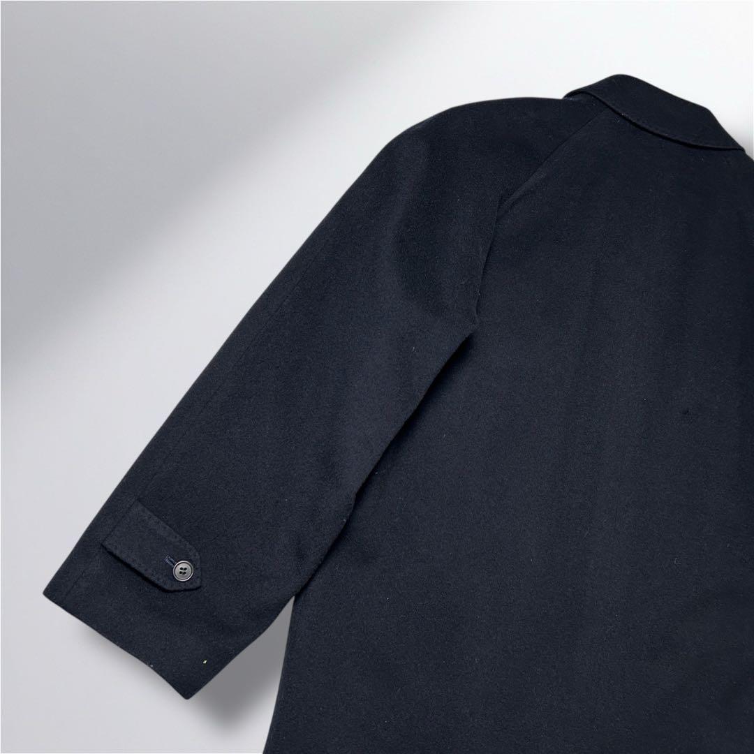 カシミアステンカラーコート XL相当　ラグランスリーブ　ネイビー