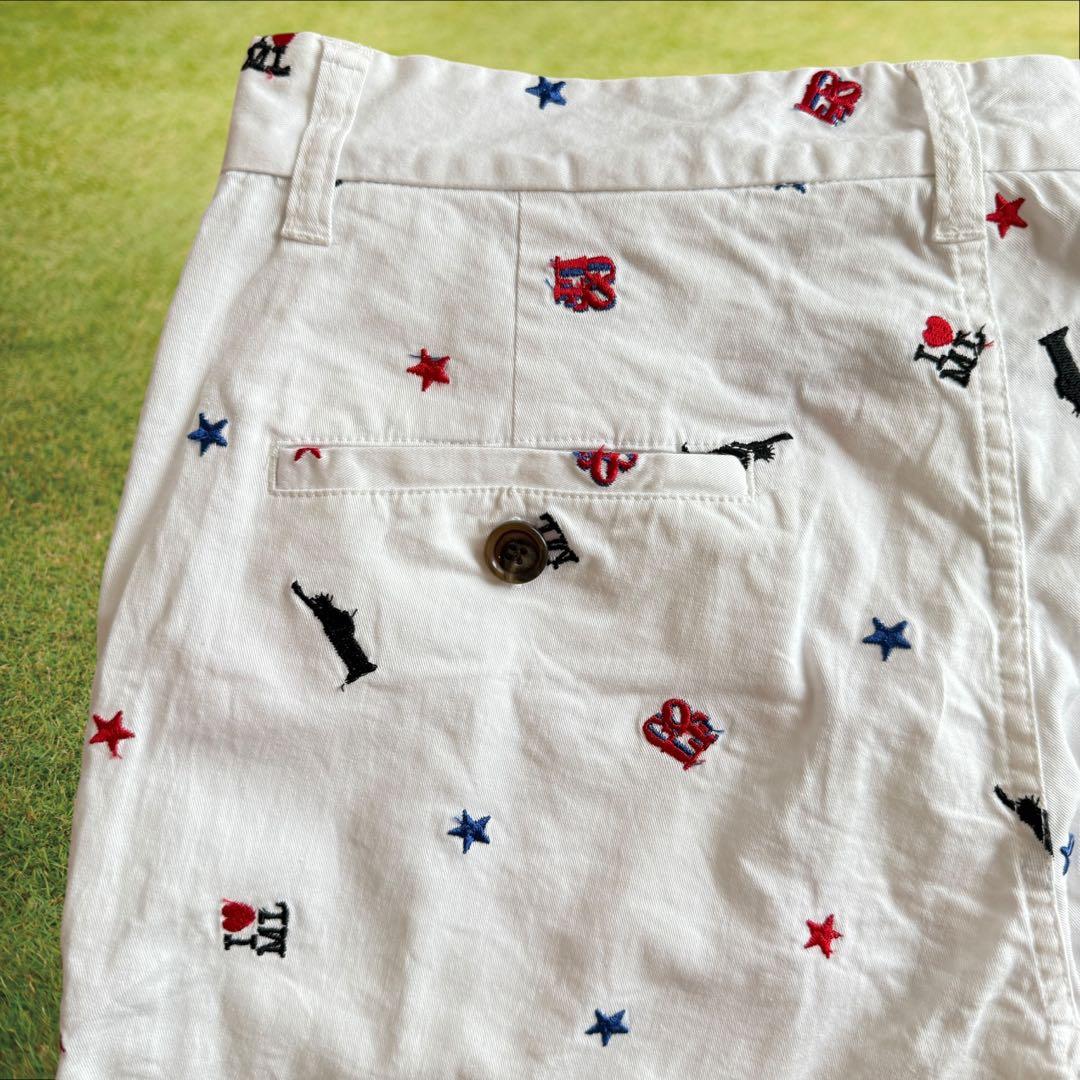 マークアンドロナ　パンツ　総柄　L〜XL相当 白　ホワイト近年モデル