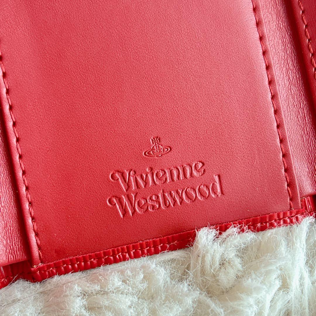 ヴィヴィアンウエストウッド 財布 三つ折り レッド オーブ ミニ財布 赤 レザー