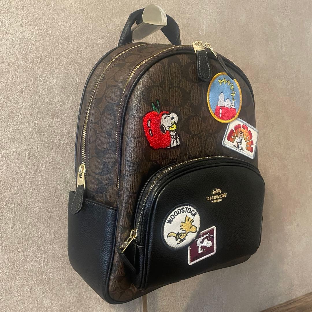 【最安値】COACH コーチ スヌーピー コラボ リュック ブラウン ワッペン