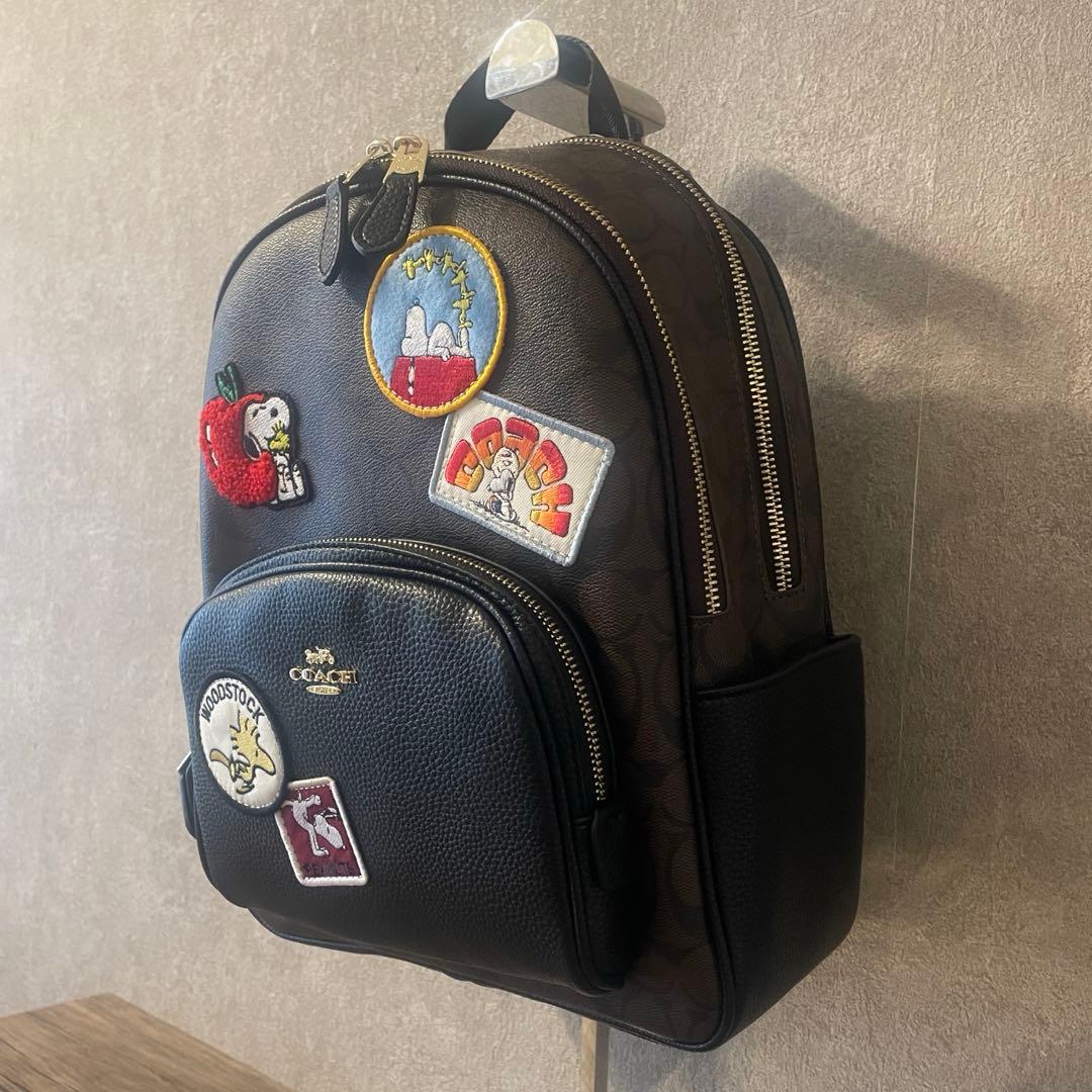 【最安値】COACH コーチ スヌーピー コラボ リュック ブラウン ワッペン