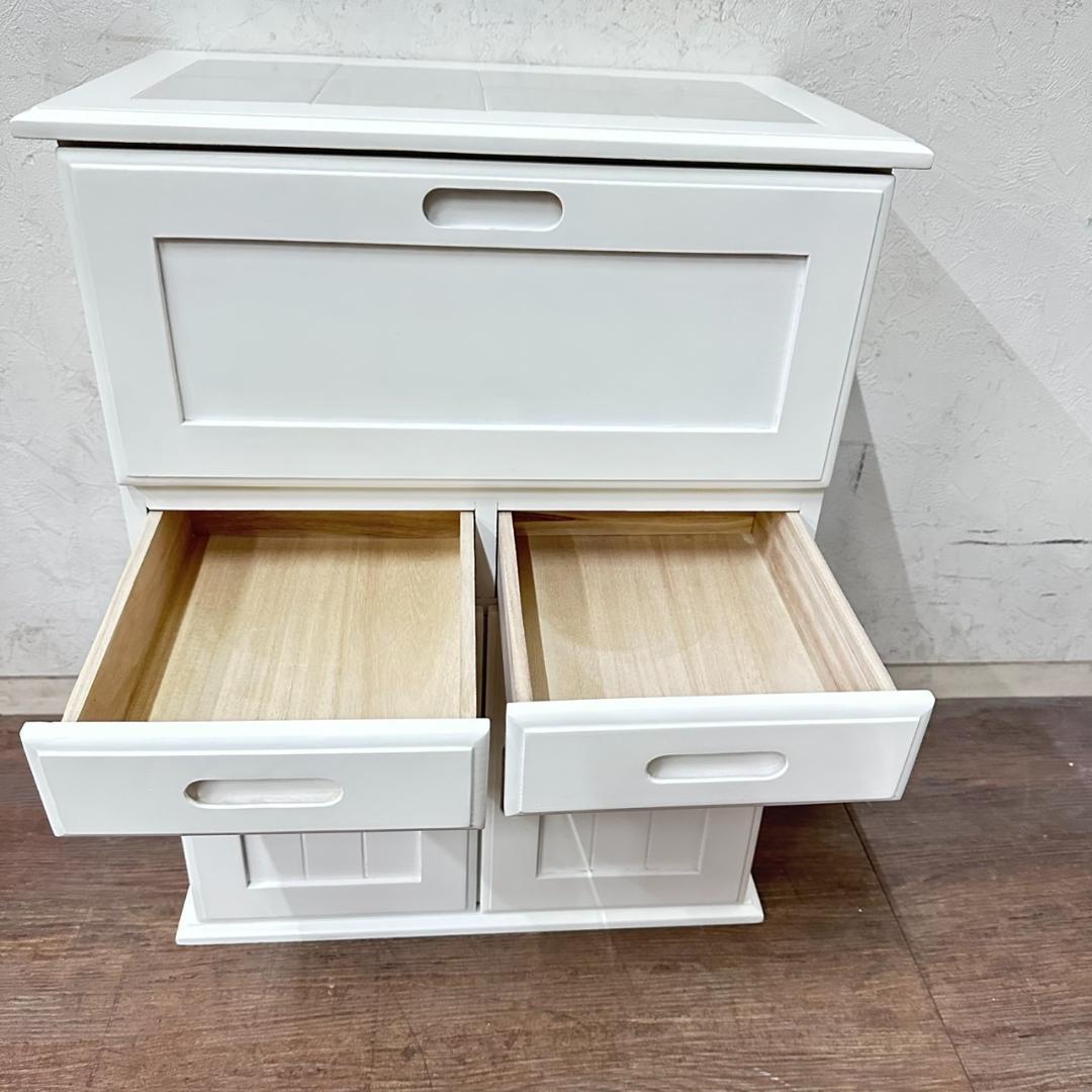 【新品・未使用】　キッチンワゴン　天板タイル　キャスター付き　収納