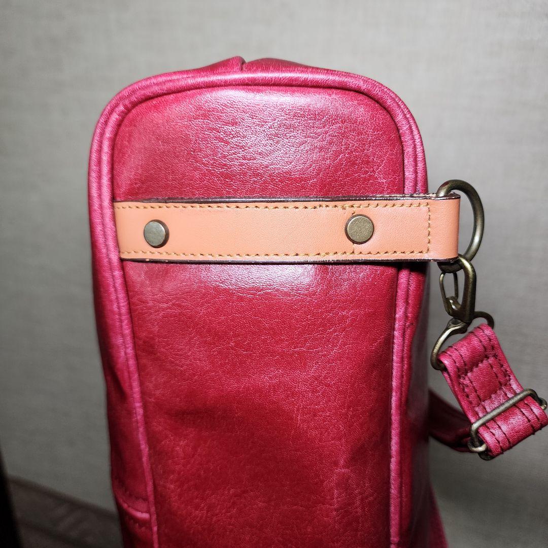【極美品】木和田 豊岡鞄 ダレスリュック 2Way レッド レザー A4 がま口