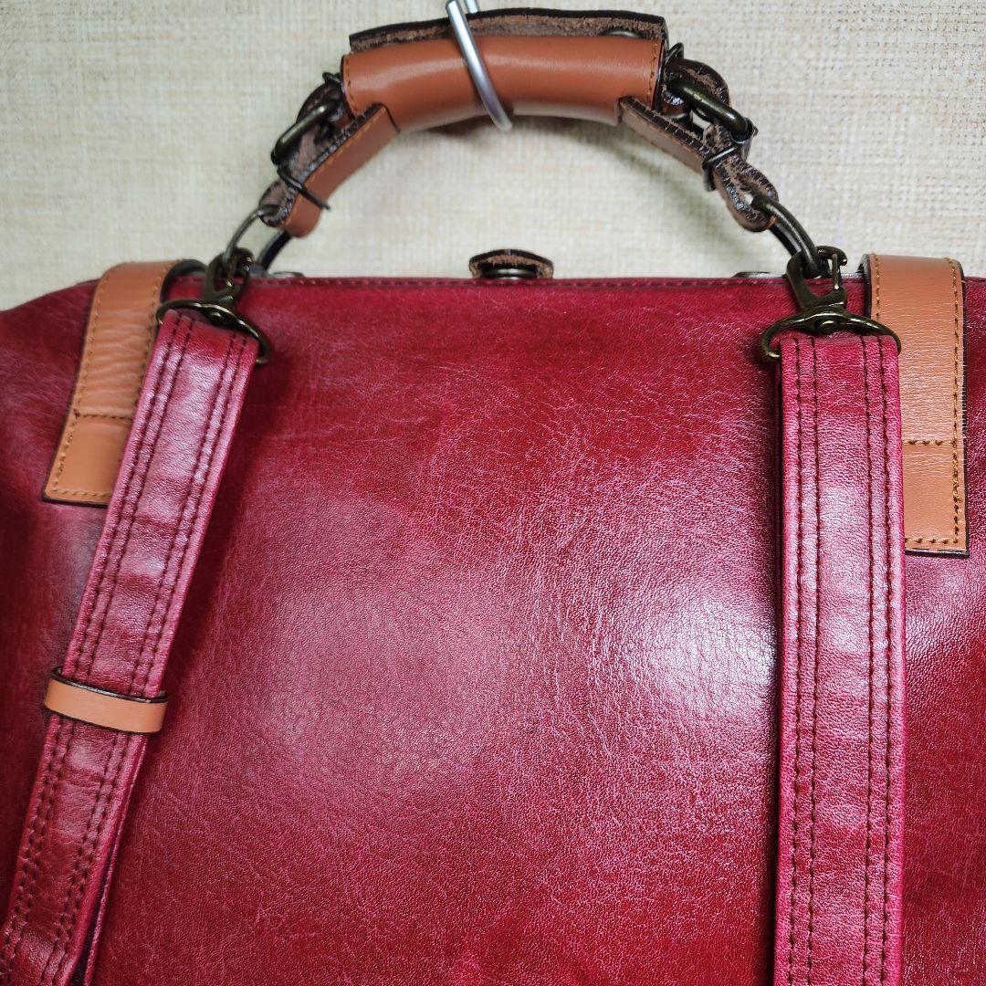 【極美品】木和田 豊岡鞄 ダレスリュック 2Way レッド レザー A4 がま口
