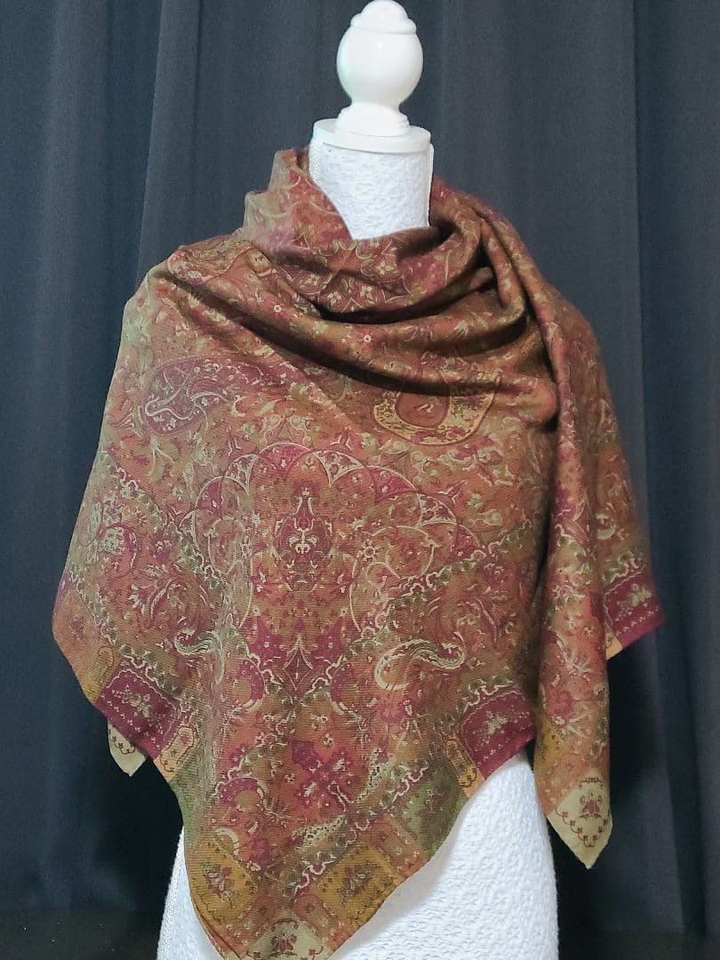 値下げ♪ETRO ペイズリー柄 シルク ウール ストール ショール 大判