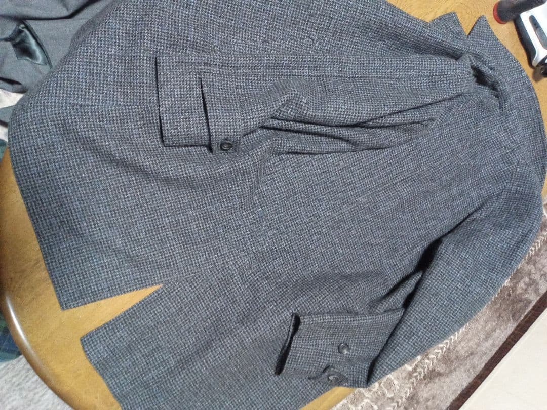 Ｊ.press　 J.プレス　グレー系 ウール麻乱チェック柄 ステンカラーコート