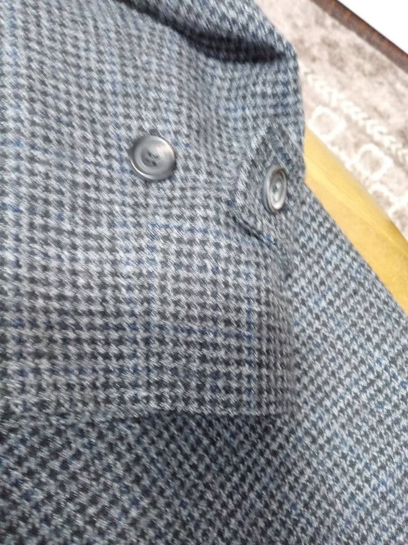 Ｊ.press　 J.プレス　グレー系 ウール麻乱チェック柄 ステンカラーコート