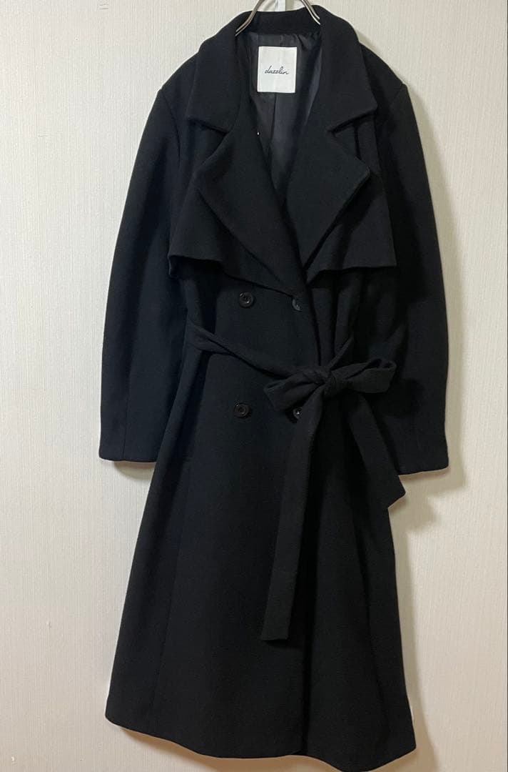 dazzlin 2WAYカラーレディロングコート 黒 M ベルト付