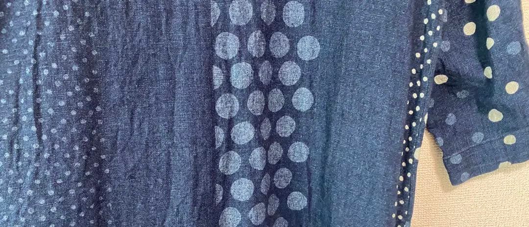 パラスパレス Pallas Palace インディゴ　ドットワンピース 日本製