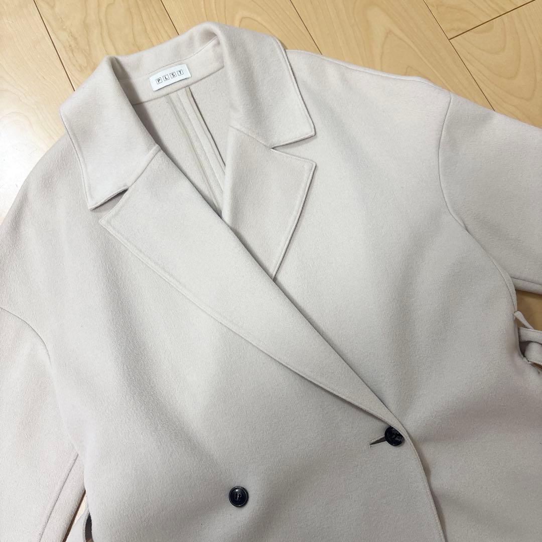 【美品】PLST ウールナイロンリバーコート アイボリー L