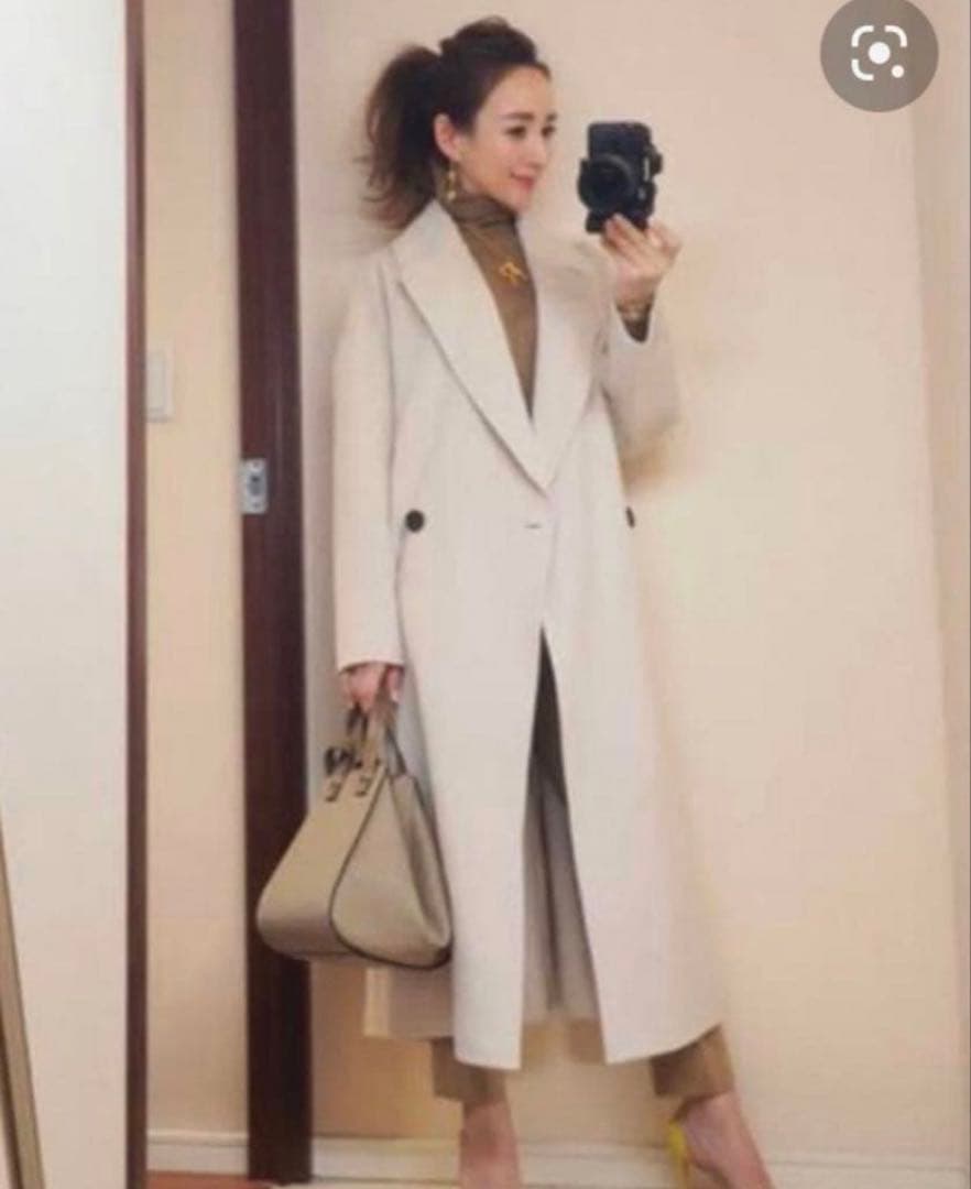 【美品】PLST ウールナイロンリバーコート アイボリー L