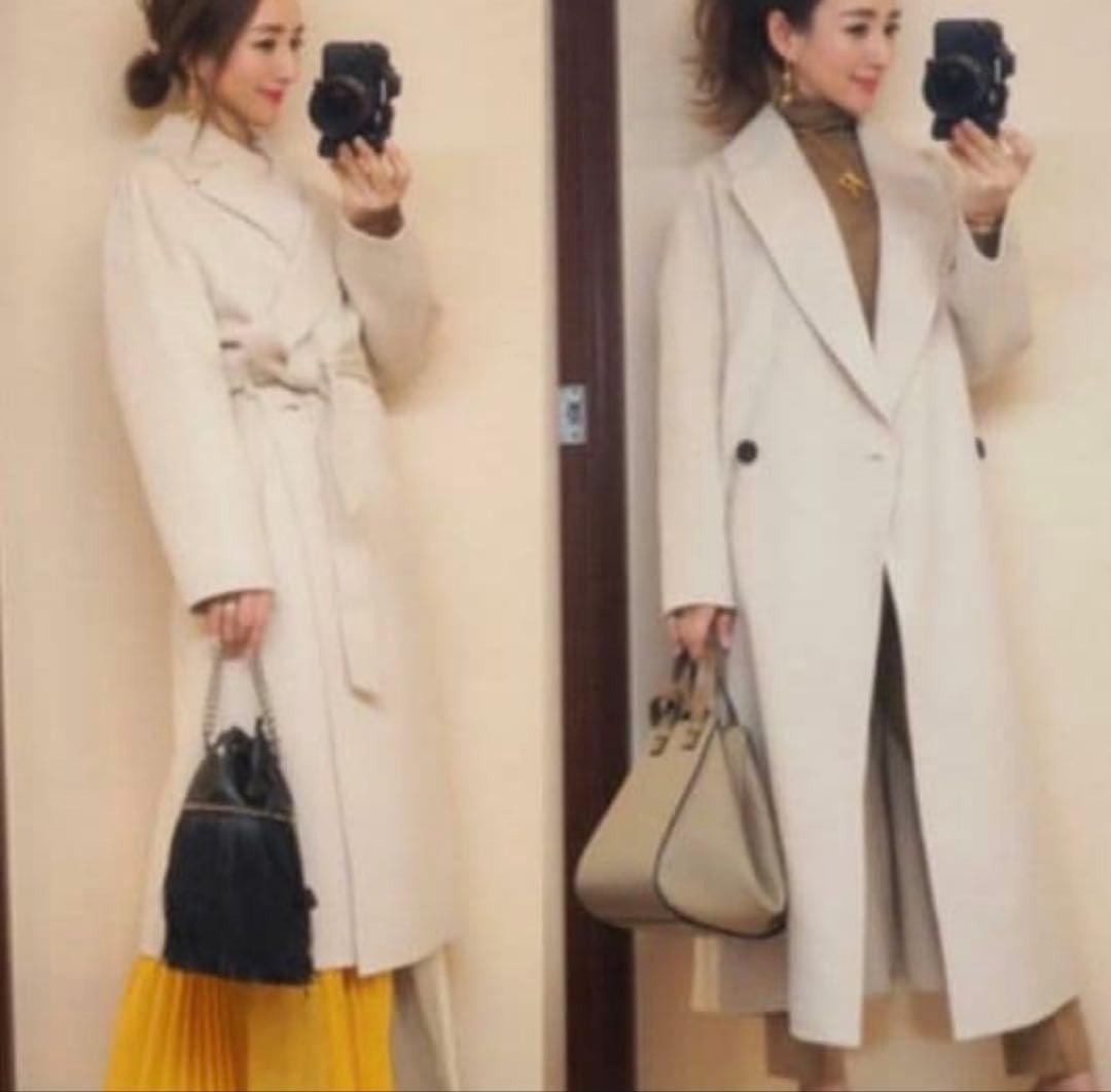 【美品】PLST ウールナイロンリバーコート アイボリー L