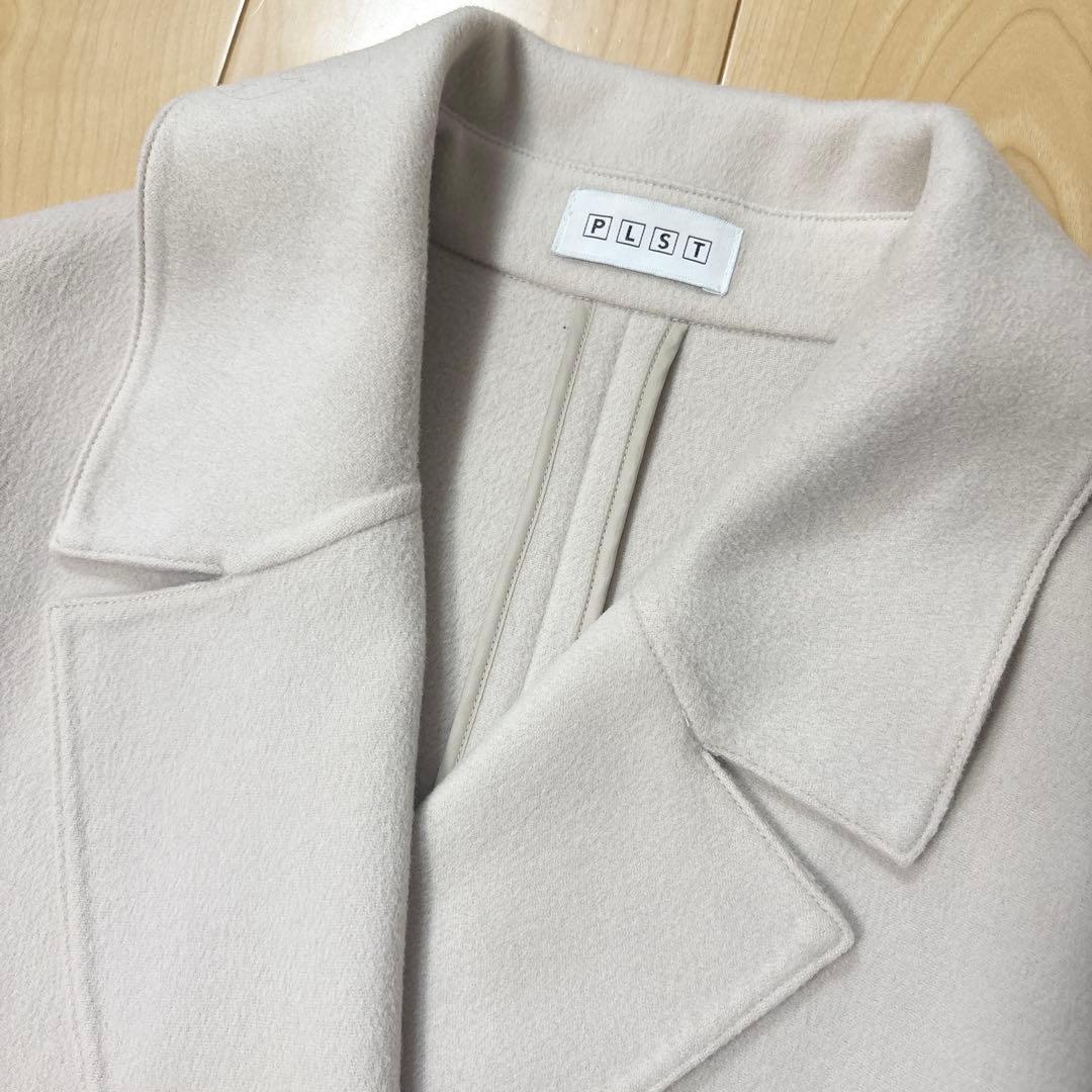 【美品】PLST ウールナイロンリバーコート アイボリー L