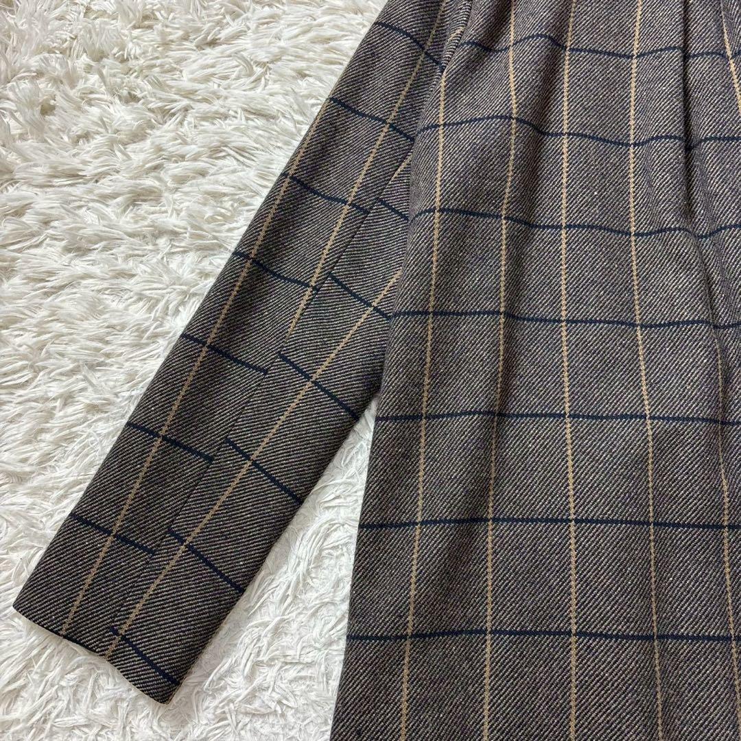 【美品】パラスパレス　ウール　チェスターコート　チェック　グレー　3