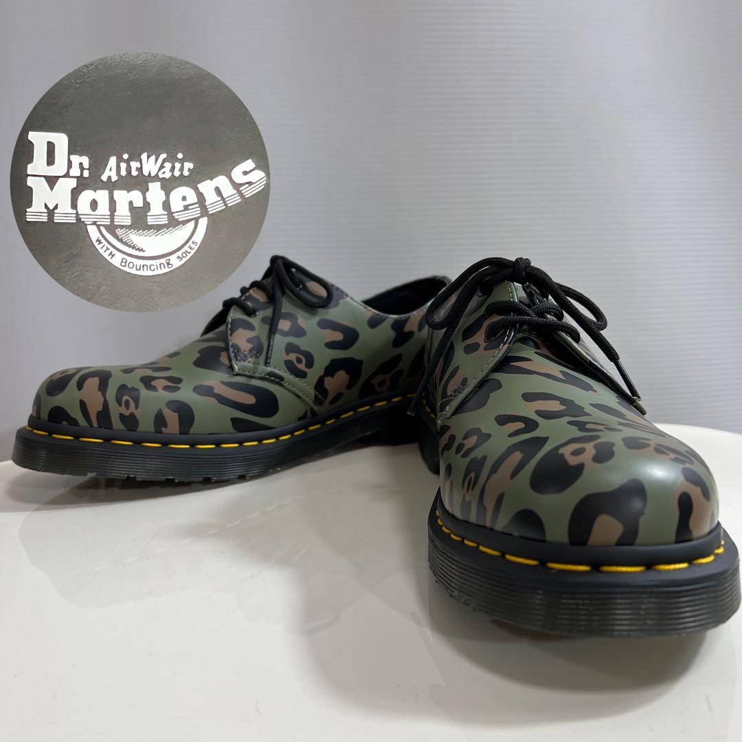 未使用級 レア ドクターマーチン UK9 レオパード柄 3ホール カーキ 本