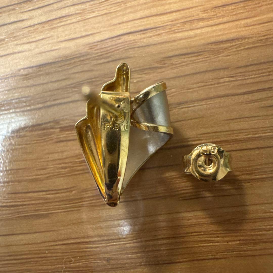 k18 pt900 片耳　ピアス　レトロ