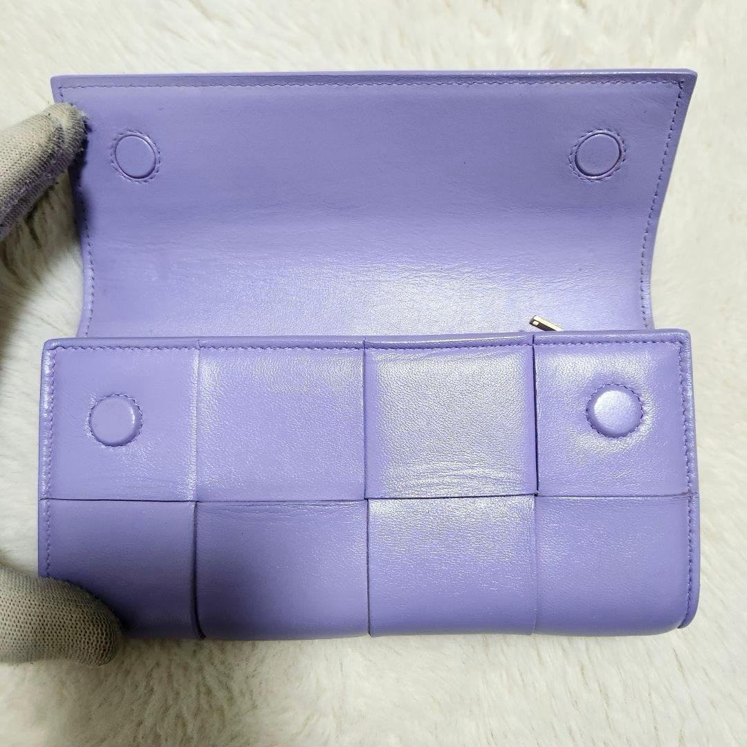 ✨美品　正規品✨ボッテガ　長財布　二つ折り　カセット　イントレチャート　パープル
