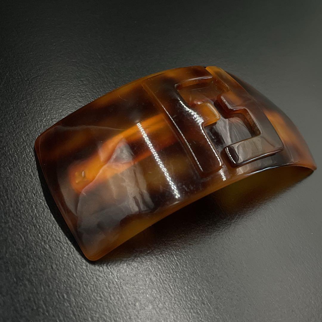 オールド フェンディ バレッタ FFロゴ べっ甲調 ヘアピン 髪留め ブラウン