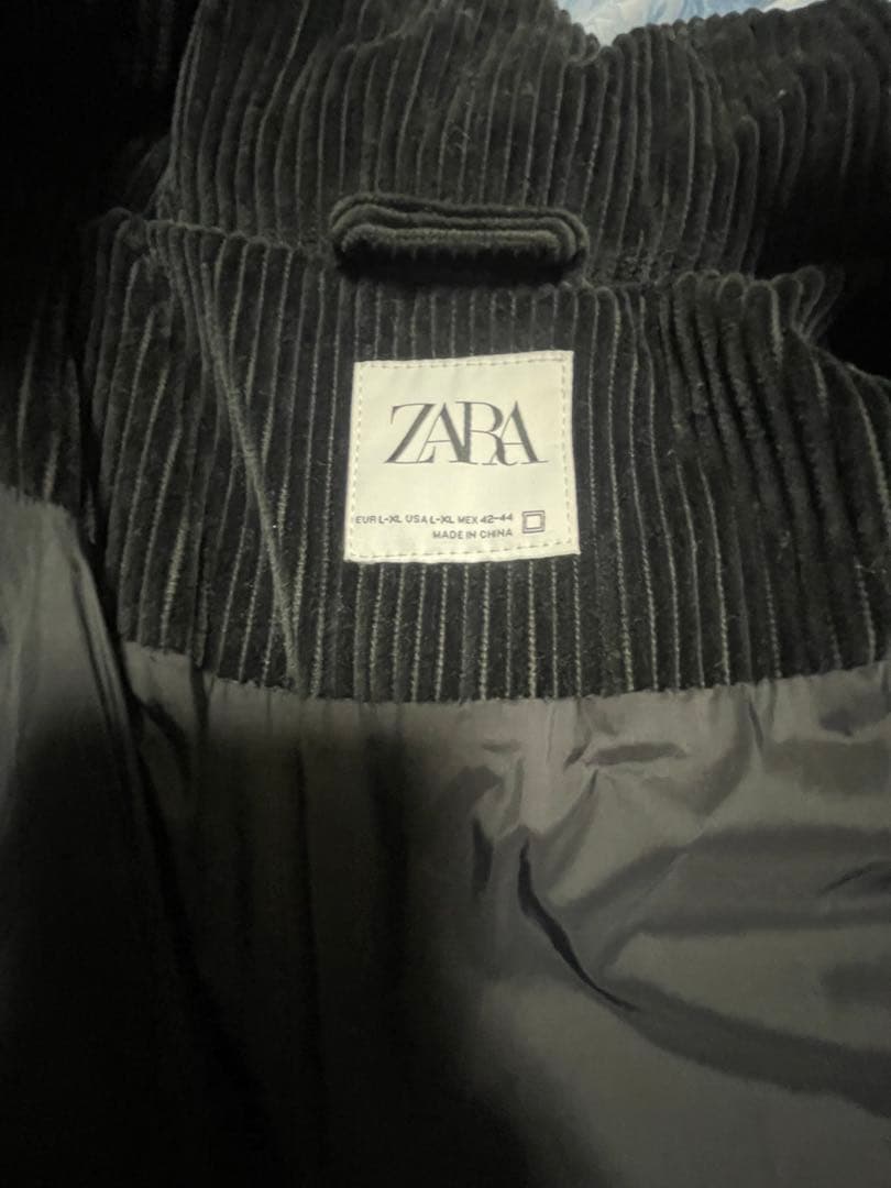 【美品】即完売 廃盤 ZARA ザラ コーデュロイパフダウンジャケット ブラック