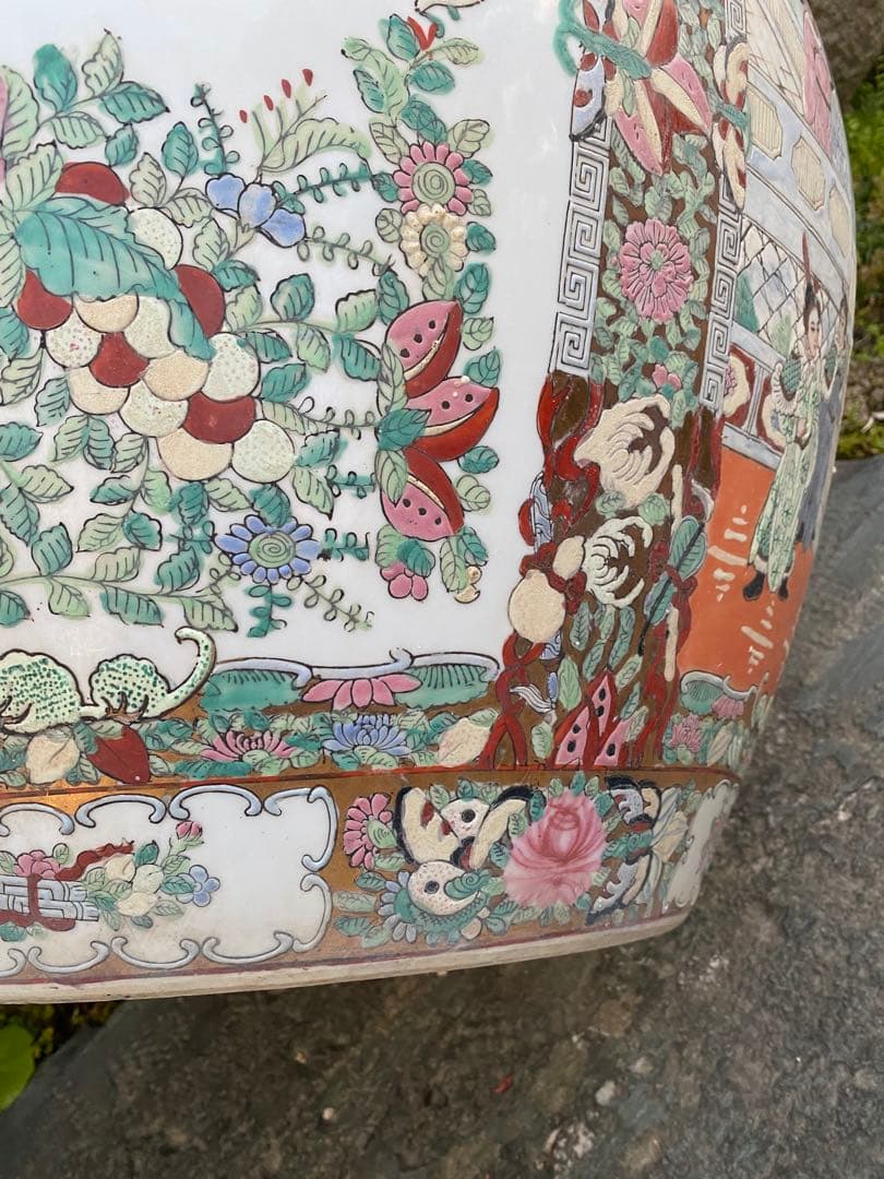 乾隆年製 水鉢 大型 睡蓮鉢 中国 金魚鉢 壺 骨董 - メルカリ