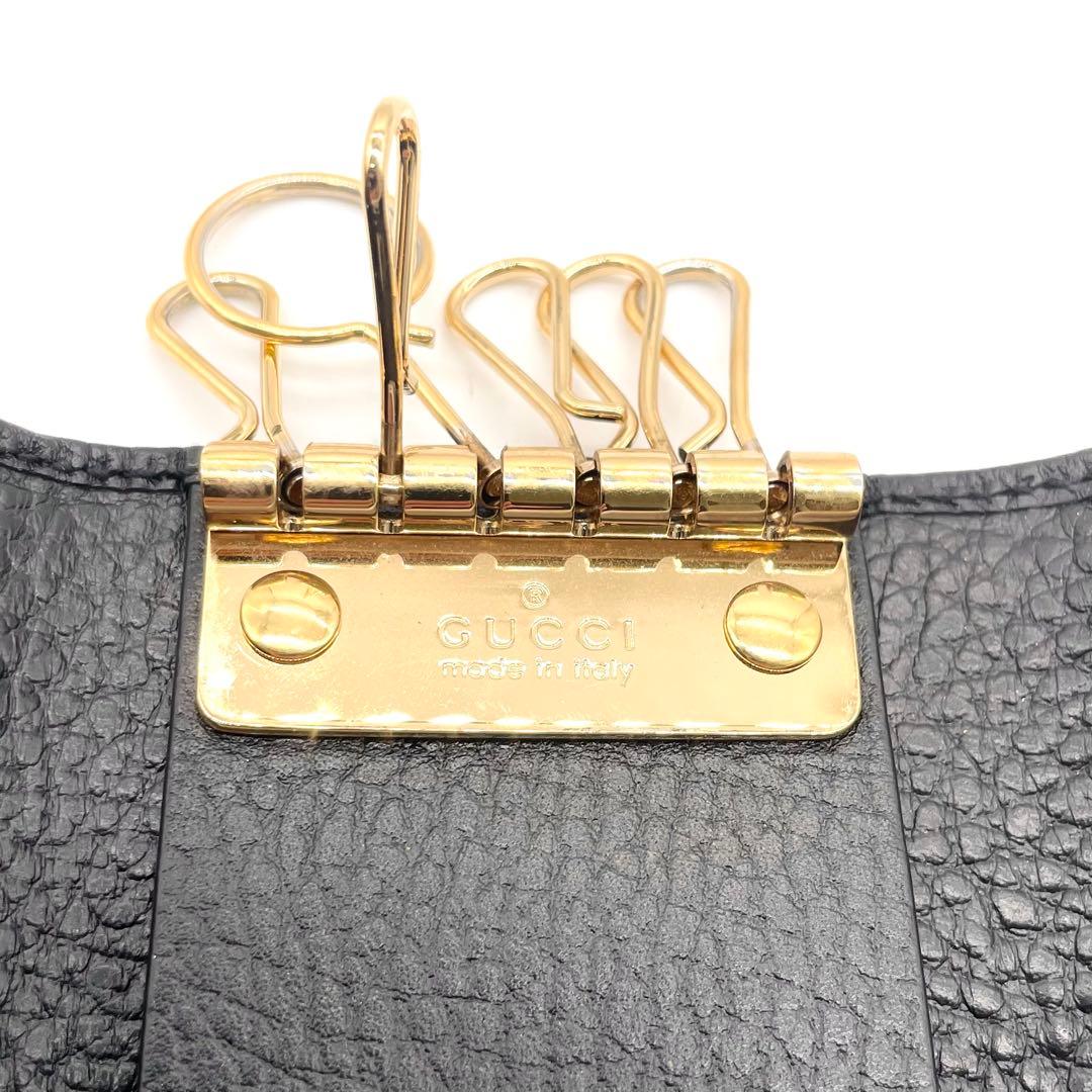 極美品✨GUCCI 箱付き キーケース 6連 マーモント レザー ブラック