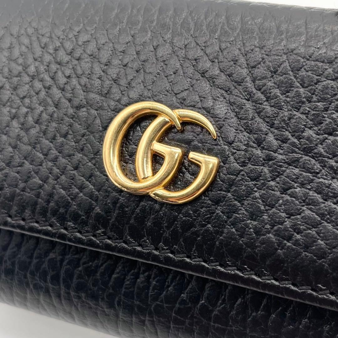 極美品✨GUCCI 箱付き キーケース 6連 マーモント レザー ブラック