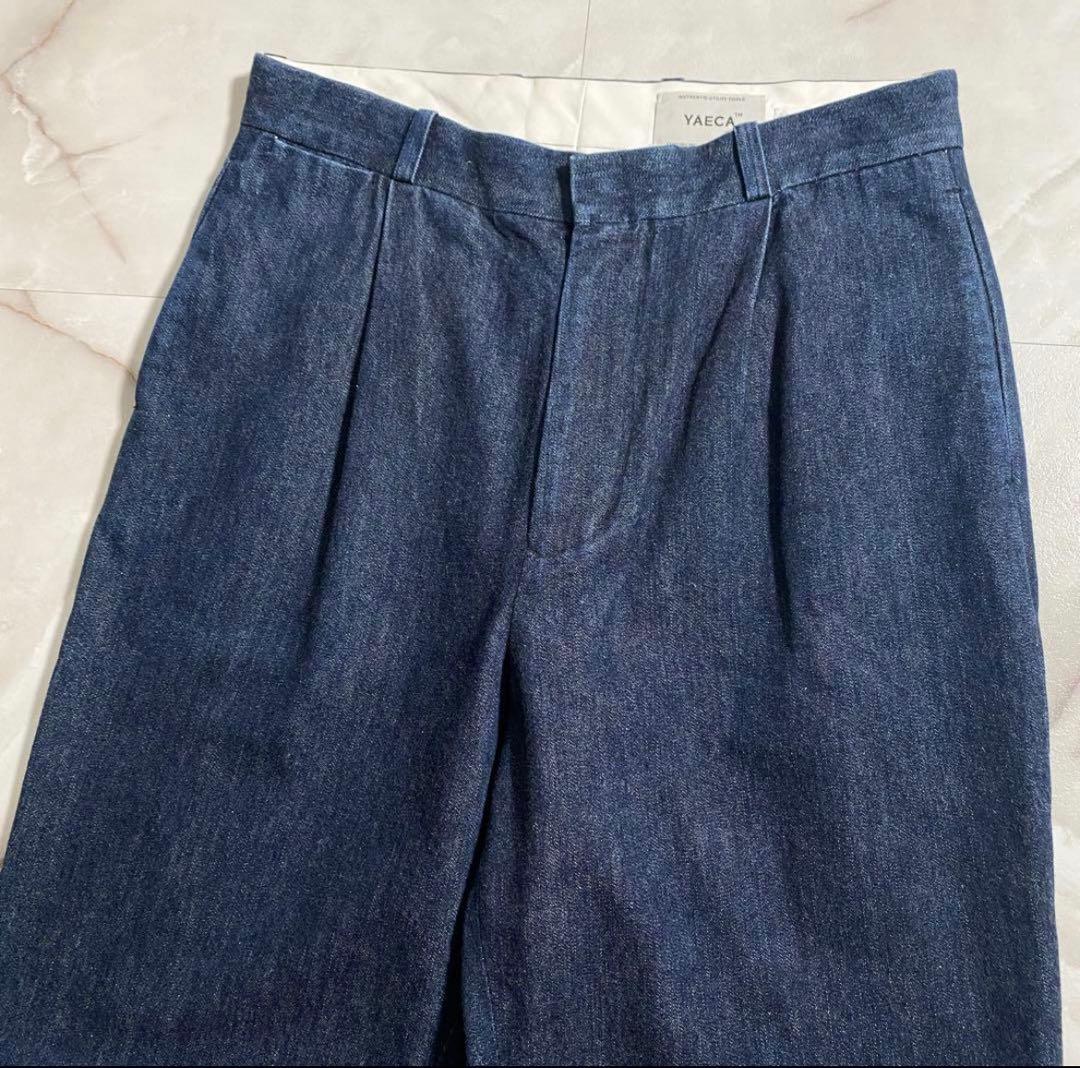 A16037 美品 ヤエカ チノタックストレート デニム インディゴ W30