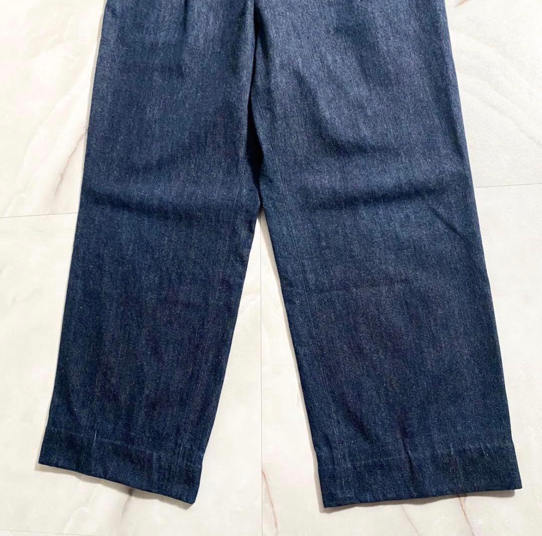 A16037 美品 ヤエカ チノタックストレート デニム インディゴ W30