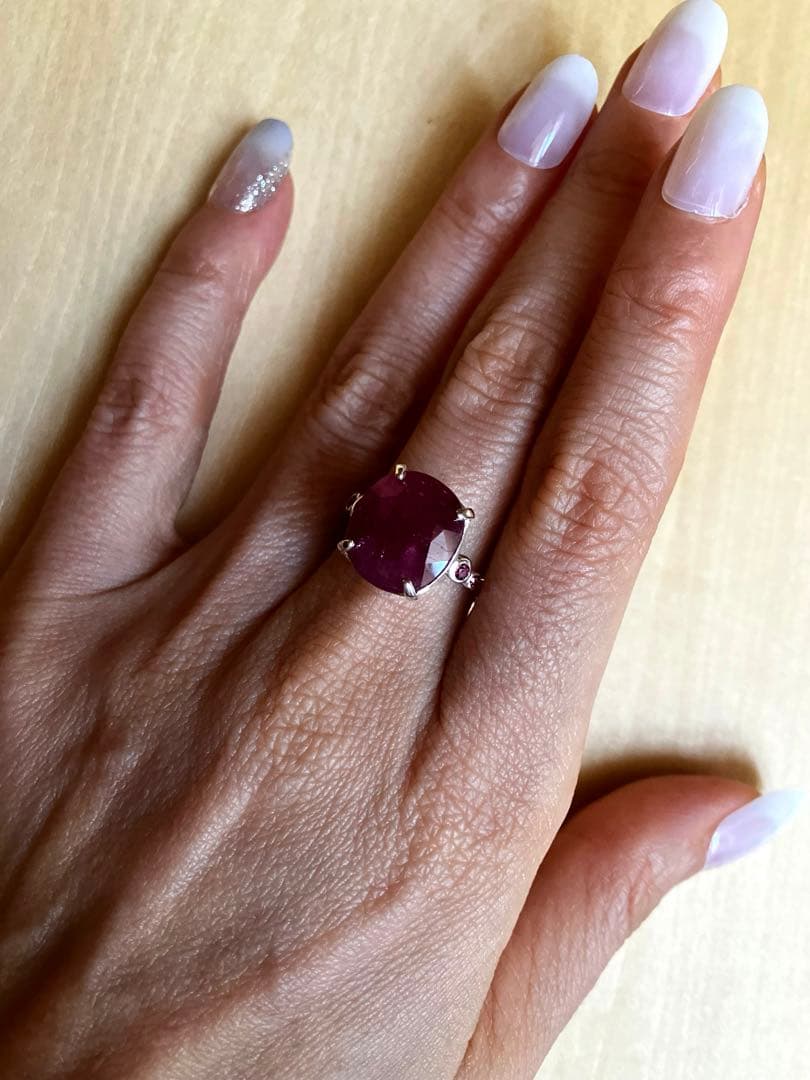 【訳あり】7ct ルビー・ロードライトガーネットリングK18WGヴェルメイユ