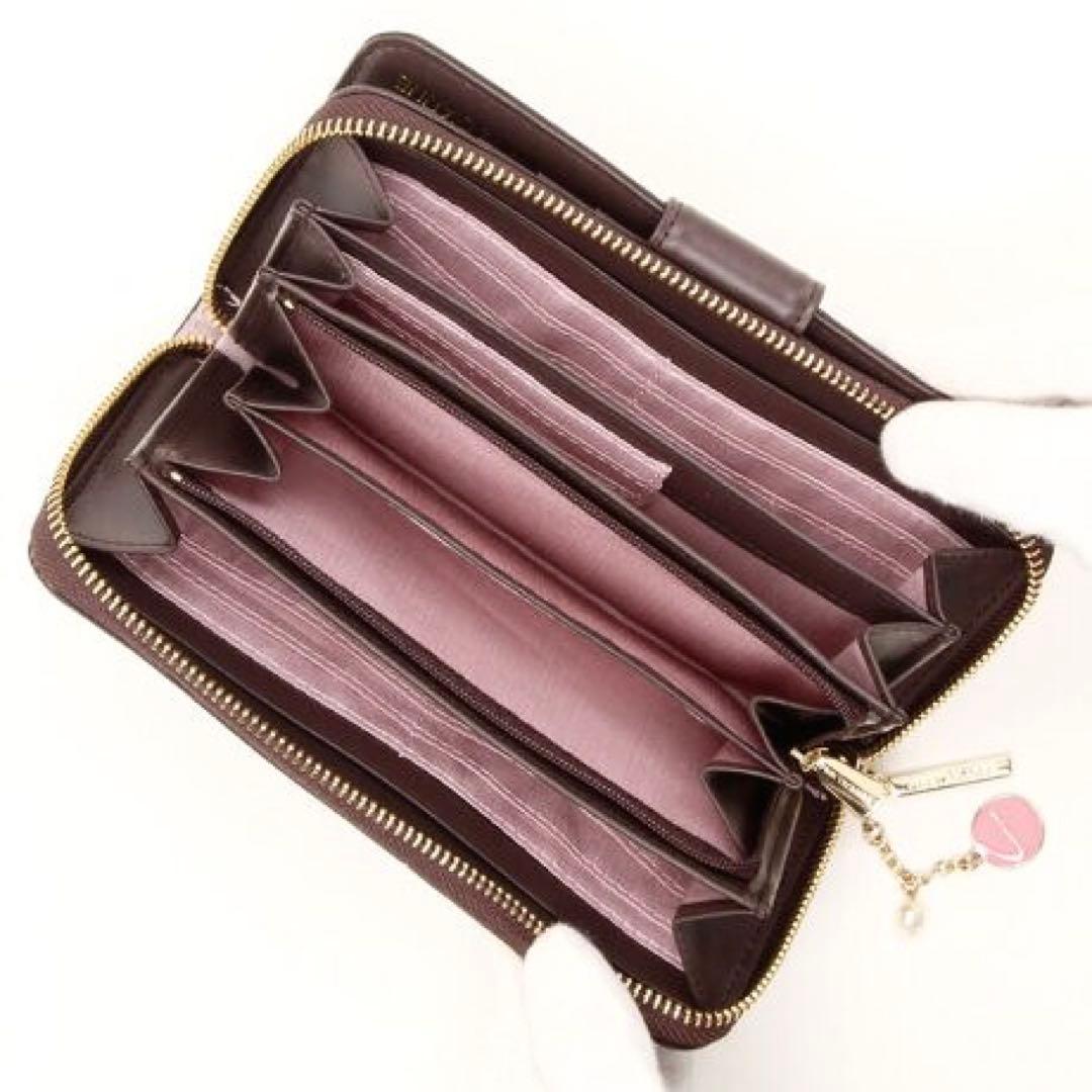 新品★ピンキー＆ダイアン★フラワーペイントラウンドファスナー長財布★茶系