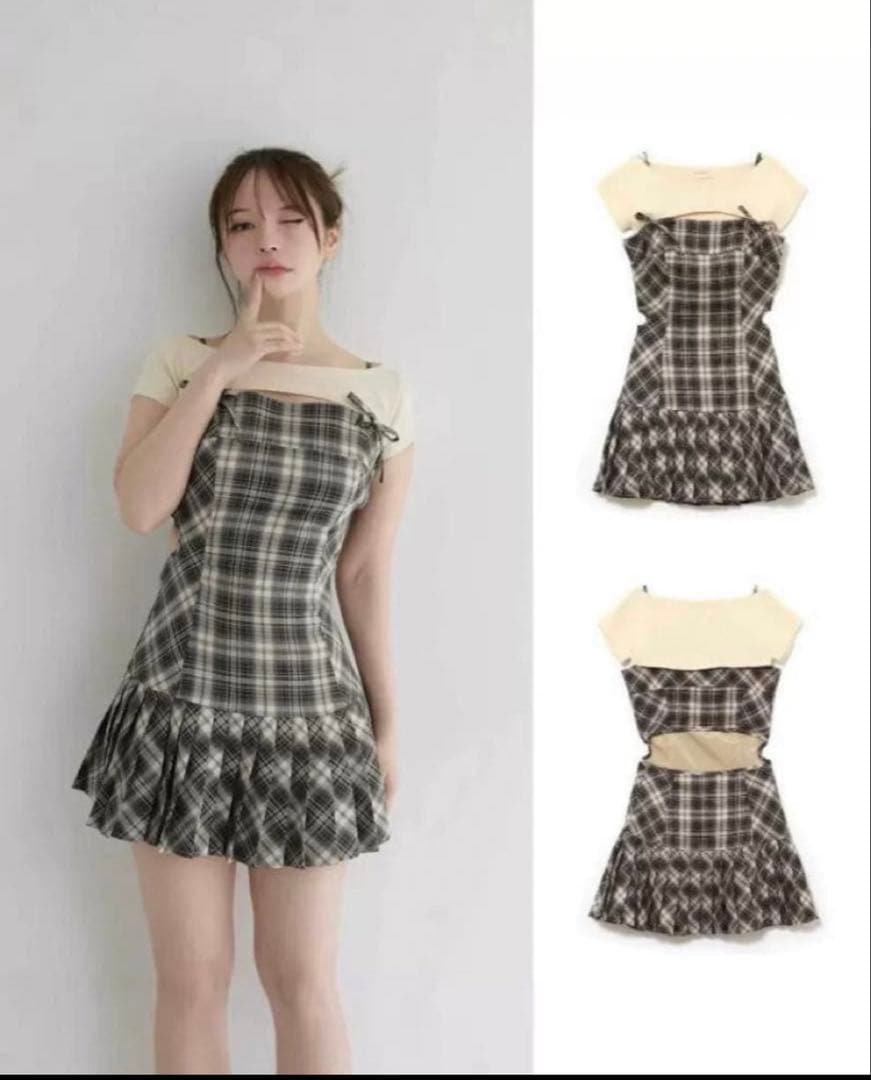 andmary チェック柄ミニワンピース 半袖