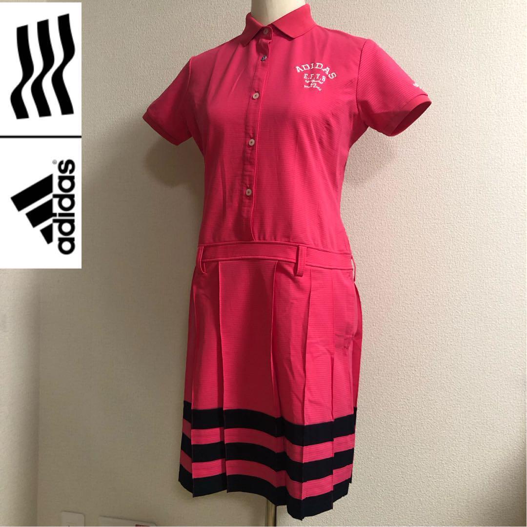 アディダスゴルフ スポーツ ウェア ワンピース ホワイト ピンク ブラック L
