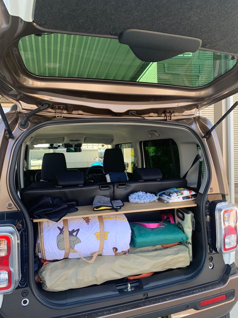 スズキ 新型ハスラー用ラゲッジボード 木製 塗装済み ワイドタイプ 車中泊26